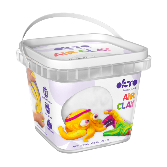 OKTO Sensory Art Air Clay Bucket - White