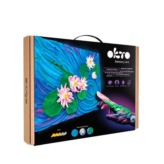 OKTO Sensory Art 3D Painting &ldquo;Water Lilies&rdquo; &ndash; 11.8&rdquo; x 15.7&rdquo; Canvas Kit