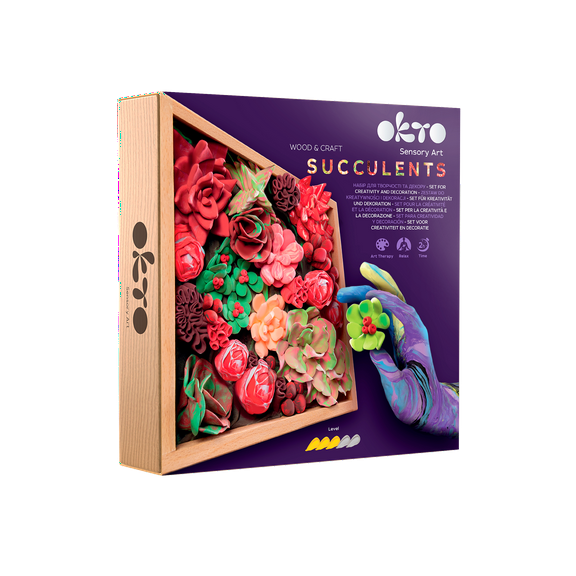OKTO DIY 3D Succulent Art Kit - Passion | Air-Dry Clay Craft Set for Adults & Teens