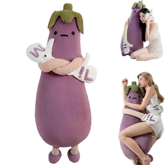 OKYA Eggplant Hugging Pillow with Heat & Pat, Bluetooth Recording, Long Leg Support
