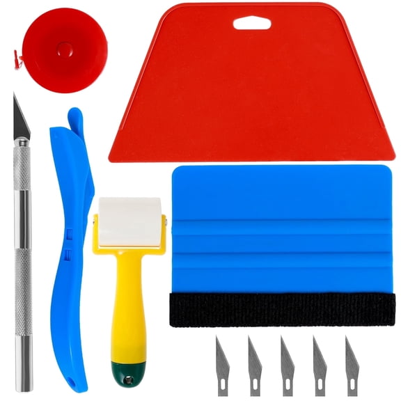 OKYMOTOR 11Pcs Wallpaper Smoothing Tool Kit Reusable Flexible Wall Paper Peal and Stick Tool with Seam Roller Tape Measure Scraper for Window Film Vinyl Wrapping Paper