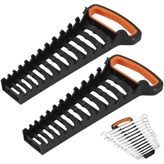 AEVXKHI 2PCS Wrench Rack Set Gripper Wrench Organizer Tray Kit Plastic Metric Wrench Storage Tray Holder for Storing 8mm-19mm Metric and Wrenches