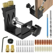 AEVXKHI 47PCS Pocket Hole Jig Kits, Dowel Drill Joinery Screw Kit, Metal Pocket Screw Jig Drill Guide, 15 Degree Angled Holes Drilling Positioner Woodworking Punch Locator Tool for Carpentry
