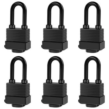OKYMOTOR 6Pcs Waterproof Padlocks with 12 Steel Keys 1-9/16inch Wide Anti-Theft Laminated Steel Lock Set Safety Padlock Heavy Duty Outdoor Security Lock for Outdoor