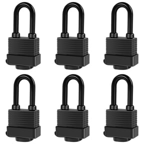 Waterproof Outdoor Padlocks Keyed Alike, 1-9/16 Inch Laminated Steel Weatherproof Padlock with Keys for Fence Gate, Shed, Locker, 6 Pack