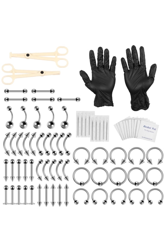 79pcs Piercing Kit With 316L Stainless Steel Body Septum Piercing Kit for Graduation Christmas Thanksgiving Valentine's Day