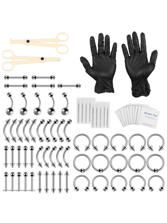 79pcs Piercing Kit With 316L Stainless Steel Body Septum Piercing Kit for Graduation Christmas Thanksgiving Valentine's Day