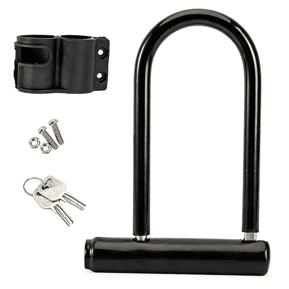 OKYMOTOR Bike U-Lock with Keys Heavy Duty Anti Theft Bicycle Lock for Electric Scooter Mountain Bikes Road Bicycles Doors Home Outdoor Use