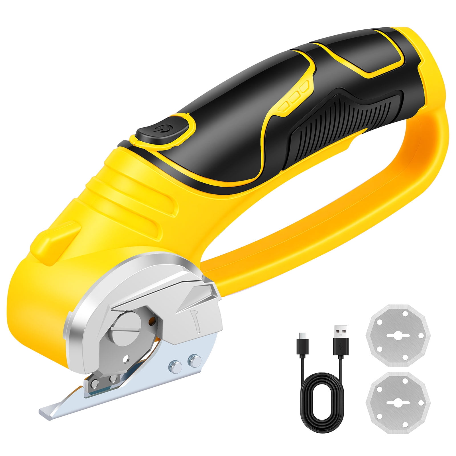 OKYMOTOR Cordless Electric Scissors, 3.6V USB-C Rechargeable, Dual Safety for Cutting Cardboard Leather Carpet Fabric up to 1/4in