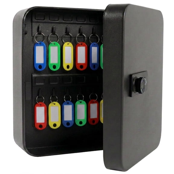 20 Key Cabinet Wall Mount with Combination Lock, Heavy Duty Steel Key Box Organizer with 20 Tags for Home Office