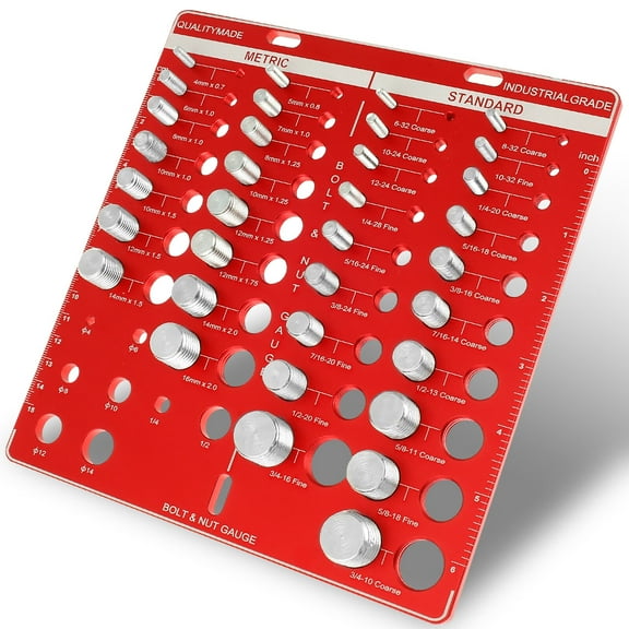 OKYMOTOR Nut and Bolt Thread Checker Aluminum Alloy 34 Thread Identifier Gauge Precise Inch and Metric Screw Size and Thread Gauge Standard Measuring Tool for Nuts Bolts Screws