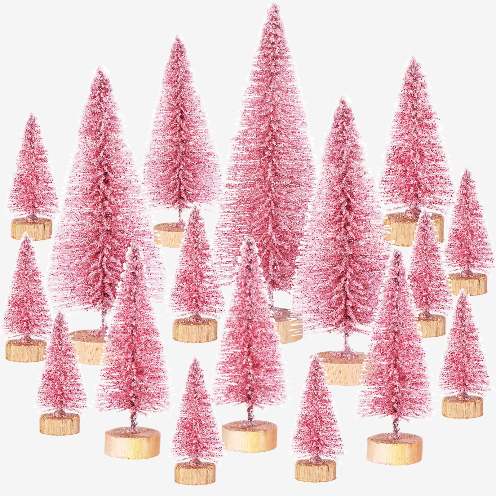 OKYPET 42 Pcs Christmas Tree DIY Bottle Brush Trees Plastic Sisal Trees