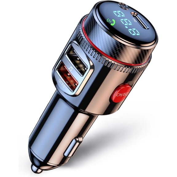 OKYWHOP Bluetooth Car Adapter, 5.4 Wireless FM Transmitter for Car, 48W Fast Charger, HandsFree Calling, HiFi Deep Bass Music, Siri Voice Assistant, Car Radio Adapter for Car Truck Van