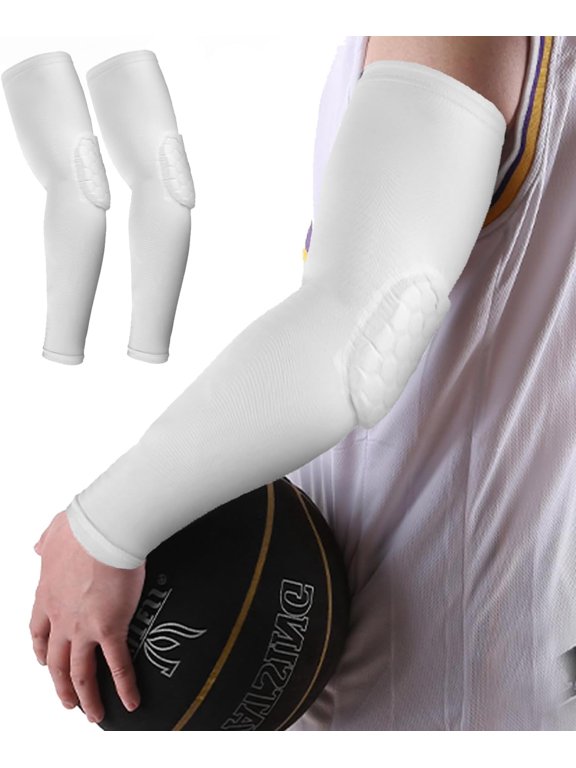 Elbow Compression Sleeve Padded Elbow Sleeve Volleyball Elbow Pads, Basketball Arm sleeve Football Arm Sleeve(Mhite+X-Large)