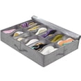 thumbnail image 1 of OKbus Under Bed Shoe Storage Organizer, Fits 12 Pairs, Underbed Shoe Box Storage Containers Adjustable Dividers, Bottom Support, Clear Foldable Shoes Storage, Reinforced Handles, Linen Gray, 1 of 8