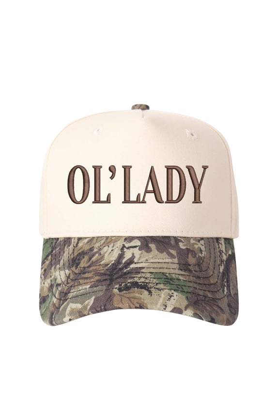 OL' LADY Letter Embroidered Color Block Trucker Hat Unisex Adjustable Cotton Breathable Fashion Cap for Travel Daily Wear