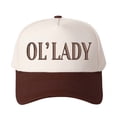 thumbnail image 1 of OL' LADY Letter Embroidered Color Block Trucker Hat Unisex Adjustable Cotton Breathable Fashion Cap for Travel Daily Wear, 1 of 11