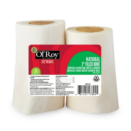 OL Roy Stuffed Shin Bone Dog Chew Treat, Bacon, Cheese and Peanut Butter 2 Count