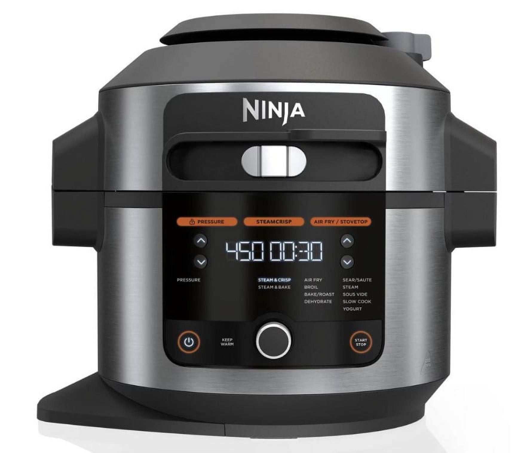  Ninja OL701 Foodi 14-in-1 SMART XL 8 Qt. Pressure Cooker Steam  Fryer with SmartLid & Thermometer + Auto-Steam Release, that Air Fries,  Proofs & More, 3-Layer Capacity, 5 Qt. Crisp Basket