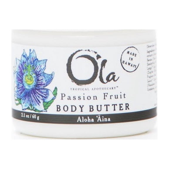 OLA Tropical Apothecary Passion Fruit Body Butter – Moisturizing with Pure Coconut Oil and Hawaiian Plant Extracts - Ideal for Dry Skin - 2.1oz