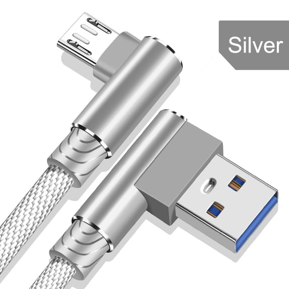 OLAF 1/2/3m L Shaped Connector Micro USB Charging Cable Nylon Braided Micro USB Cable fast Charging Cord Charger Wire Line white micro-usb 1m