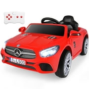 OLAKIDS 12V Electric Kids Ride on Car, Licensed Mercedes Benz SL500 Toy Car with Remote Control, MP3 Plug, USB, 2 Speeds, LED Lights, Battery Powered Toy Vehicle for Toddler Children (Red)