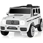 OLAKIDS 12V Kids Ride On Car, Licensed Mercedes Benz G63 Electric Vehicle with Remote Control, Double Open Doors, Music, Bluetooth, 2 Speeds, Wheels Suspension, Battery Powered Driving Toy (White)