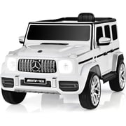 OLAKIDS 12V Kids Ride On Car ، سيارة كهربائية مرخصة من مرسيدس بنز G63 مع جهاز تحكم عن بعد ، أبواب مفتوحة مزدوجة ، موسيقى ، بلوتوث ، سرعتان ، تعليق عجلات ، لعبة قيادة تعمل بالبطارية أبيض