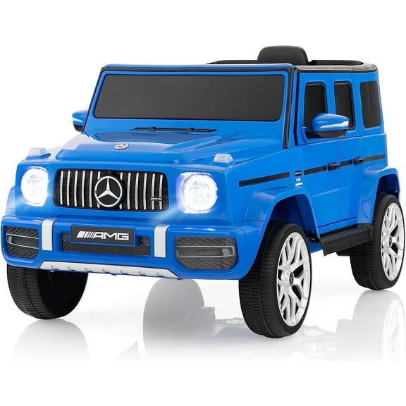 OLAKIDS 12V Kids Ride On Car, Licensed Mercedes Benz G63 Electric Vehicle with Remote Control, Double Open Doors, Music, Bluetooth, 2 Speeds, Wheels Suspension, Battery Powered Driving Toy (Navy)