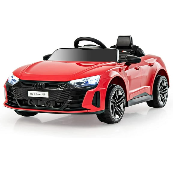 OLAKIDS 12V Kids Ride On Car, Licensed Audi RS e-tron GT Electric Vehicle with Remote Control, Toddlers Battery Powered Toy with 4 Wheels Suspension, LED Headlight, Music, MP3, USB, TF Port (Red)