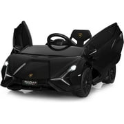 OLAKIDS 12V Licensed Lamborghini Sian Kids Ride On Car with Parent Remote Control, Spring Suspension, MP3 Player, Electric Toy Roadster Carbon Fiber Textured for Toddler ChildrenBlack