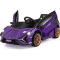thumbnail image 1 of OLAKIDS 12V Licensed Lamborghini Sian Kids Ride On Car with Parent Remote Control, Spring Suspension, MP3 Player, Electric Toy Roadster Carbon Fiber Textured for Toddler (Purple), 1 of 10