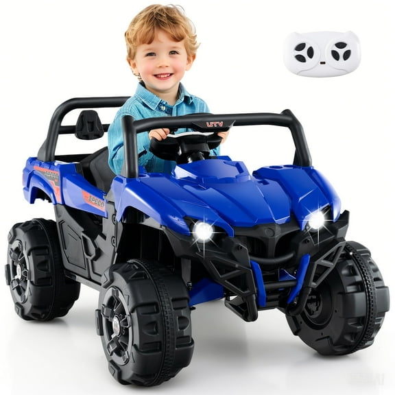 OLAKIDS 12V Ride on UTV, Battery Powered Off-Road Kids Electric Vehicles with Remote Control, Music, Horn, MP3, Lights, 3 Speeds, Soft Start, Ride on Truck for 3+ Boys Girls