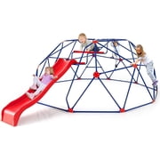 OLAKIDS 13FT قبة التسلق مع شريحة ، ألعاب الأطفال في الهواء الطلق Jungle Gym Geometric Dome Climber ، إطار فولاذي ، هيكل تسلق الفناء الخلفي معدات مركز اللعب للأطفال الصغار
