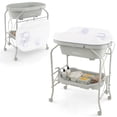 thumbnail image 1 of INFANS 2 in 1 Baby Changing Table with Bath Tub Unit, Folding Diaper Dresser Station with Wheels Waterproof Pad Storage Rack, Portable Nursery Organizer Stand for Newborn Infant (Light Grey), 1 of 10