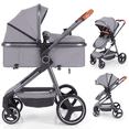 thumbnail image 1 of OLAKIDS 2 in 1 High Landscape Convertible Baby Stroller, Newborn Reversible Pram, Foldable Pushchair with Adjustable Canopy, Aluminum Structure, 5-Point Harness for Infant Toddler, 1 of 10