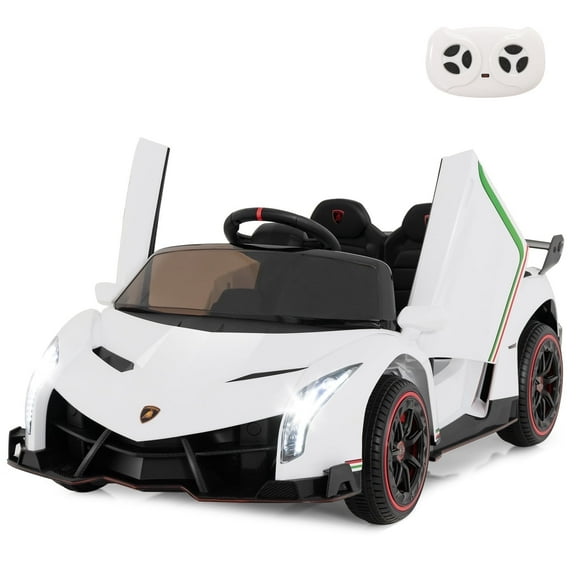 OLAKIDS 2 Seater Kids Ride on Car, 12V 4WD Licensed Lamborghini Veneno Powered Electric Vehicle 4-wheeler with Hydraulic Doors, Rocking Mode, Adjustable Speeds, Remote Control, MP3, Headlight