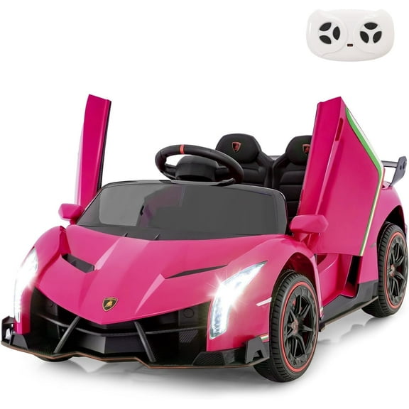 OLAKIDS 2 Seater Kids Ride on Car, 12V 4WD Licensed Lamborghini Veneno Powered Electric Vehicle with Hydraulic Doors, Rocking Mode, Adjustable Speeds, Remote Control, MP3, Headlight