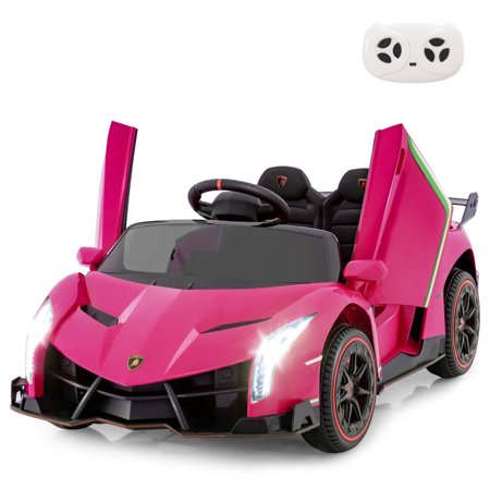 OLAKIDS 2 Seater Kids Ride on Car, 12V 4WD Licensed Lamborghini Veneno Powered Electric Vehicle with Hydraulic Doors, Rocking Mode, Adjustable Speeds, Remote Control, MP3, Headlight