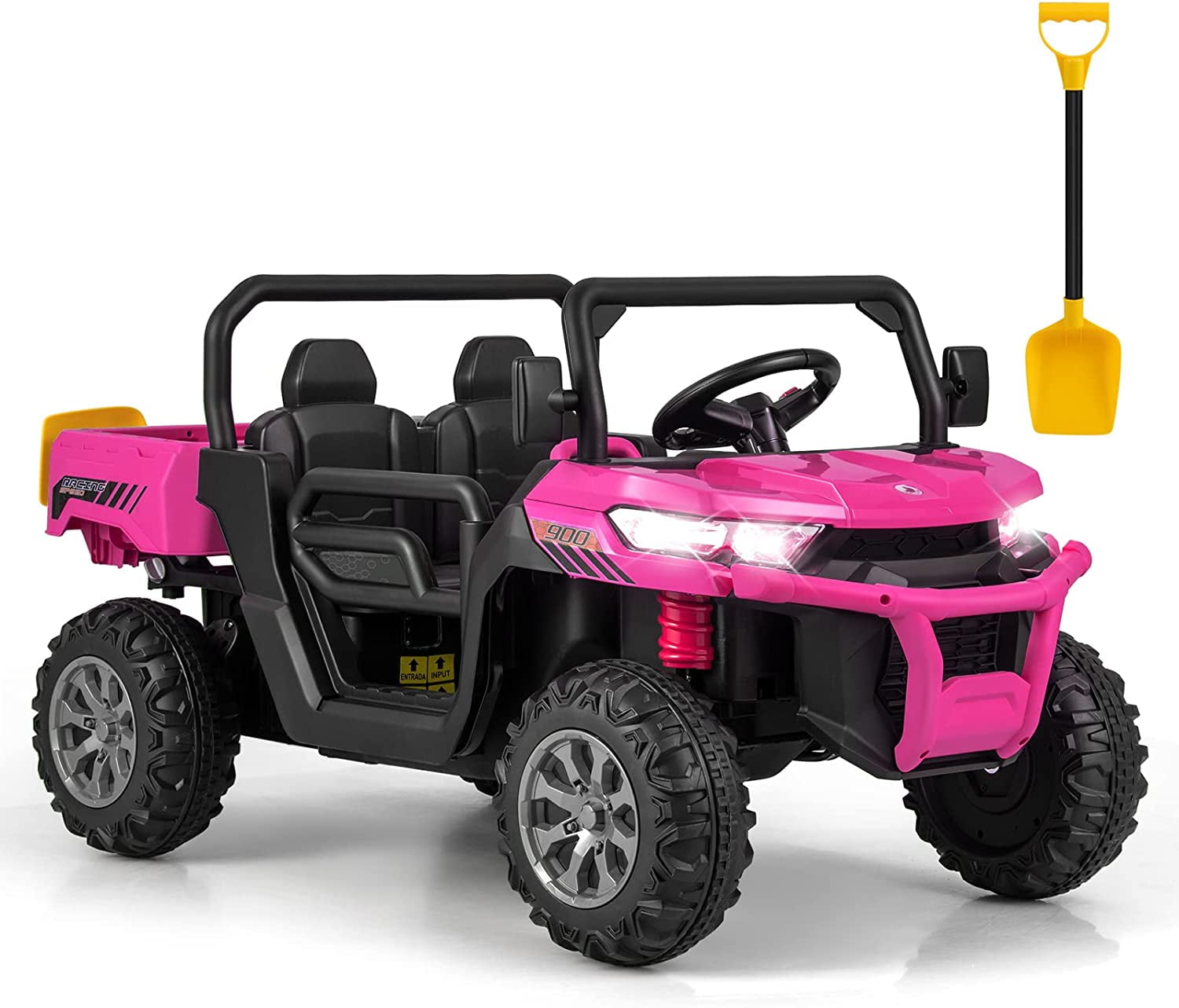 Pink 12V 2-Seater Ride-On UTV with Dump Bed and Shovel