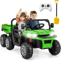 OLAKIDS 24V 2 Seater Ride on Dump Truck, 4WD 6x6 Battery Powered Kids UTV with Remote Control, 4 x 90w Engine, Electric Dump Bed, Spring Suspension, Ride on Toys for Big Kids