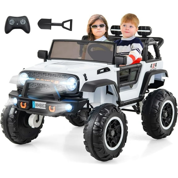 OLAKIDS 24V Ride on Car, 4WD/2WD Switchable 2 Seater Electric Vehicle Truck Jeep with Remote Control, Music, USB, MP3, Battery Powered Toy for 3+ Kids Toddler Boys Girls
