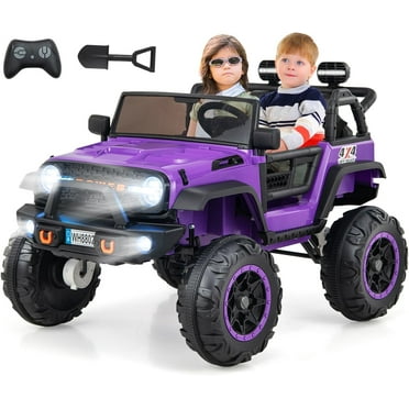 OLAKIDS 24V Ride on Car, 4WD/2WD Switchable 2 Seater Electric Vehicle Truck Jeep with Remote Control, Music, USB, MP3, Battery Powered Toy for 3+ Kids Toddler Boys Girls