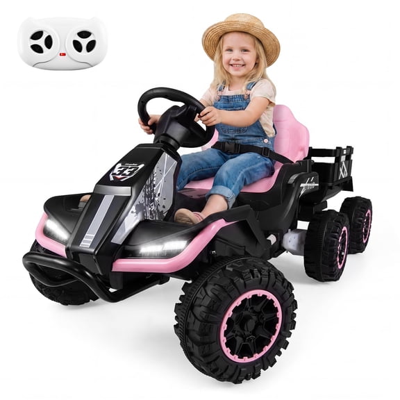 OLAKIDS 24V Ride On Toys for Big Kids Aged 3+ with Detachable Trailer, Remote Control, Widened Seat, Safety Belt, Bluetooth, Horn, LED Lights & Music