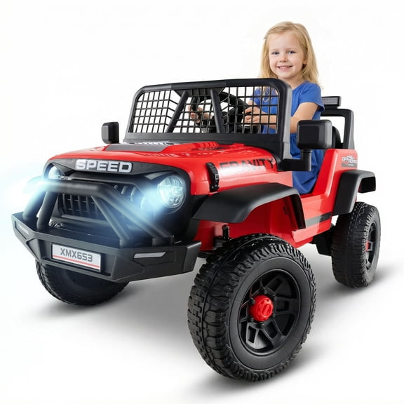 OLAKIDS 24V Ride on Car with Remote Control, Bluetooth, LED Lights, Horn, Spring Suspension, High/Low Speeds, Soft Start for Kids Aged 3 