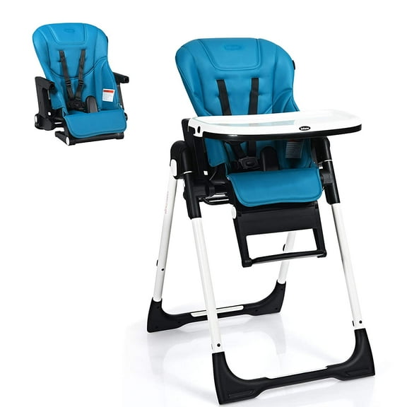 OLAKIDS 4 in 1 High Chair–Booster Seat, Convertible Highchair w/Adjustable Height, Removable Tray, Detachable Cushion, Installation-Free, Simple Fold for Baby, Infant & Toddler, Blue