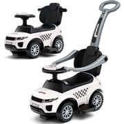 OLAKIDS 4 in 1 Ride on Push Car, Toddlers Stroller Sliding Walking Toy with Horn, Music, Lights, Removable Guardrails and Handle, Underneath Storage, Baby Foot-