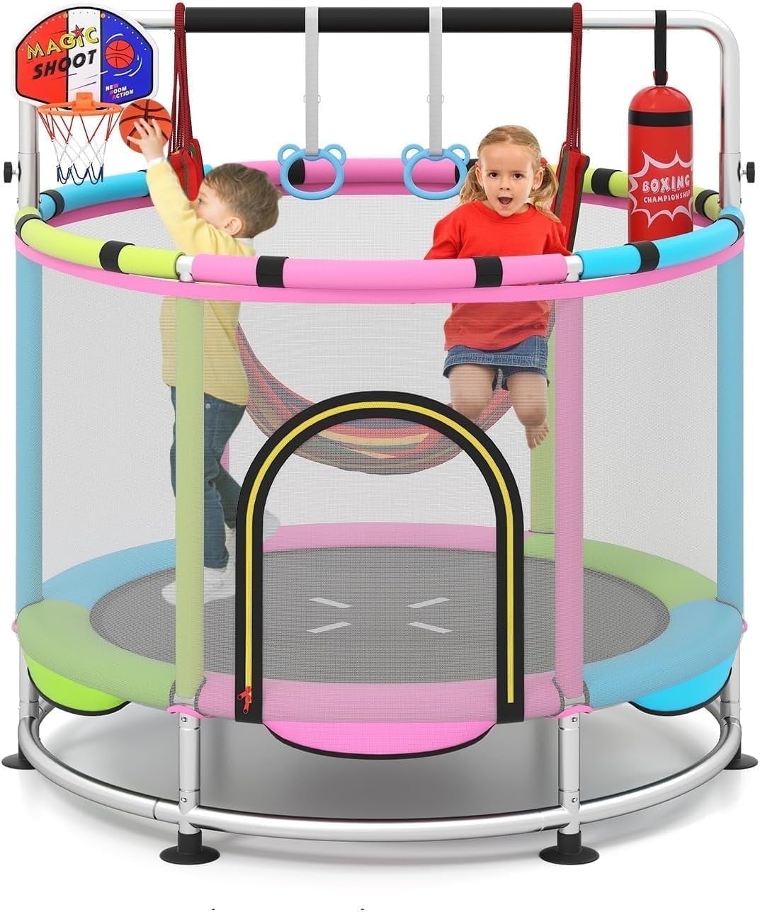 OLAKIDS 55" Trampoline for Kids Enclosure Net Heavy Duty for Boys Girls Outdoor Indoor