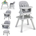 thumbnail image 1 of INFANS 8 in 1 Baby High Chair, Convertible Highchair for Babies and Toddlers, Infant Dining Booster Seat, Building Block Table, Kids Stool Table Chair Set with Removable Tray (Grey), 1 of 9