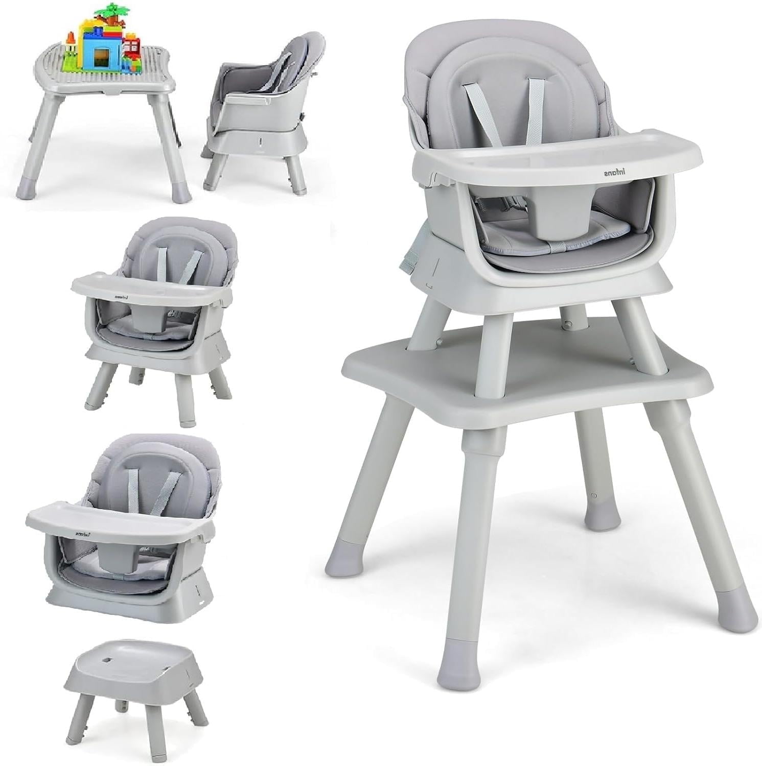 INFANS 8-in-1 Baby Highchair, Convertible for Infants/Toddlers with ...